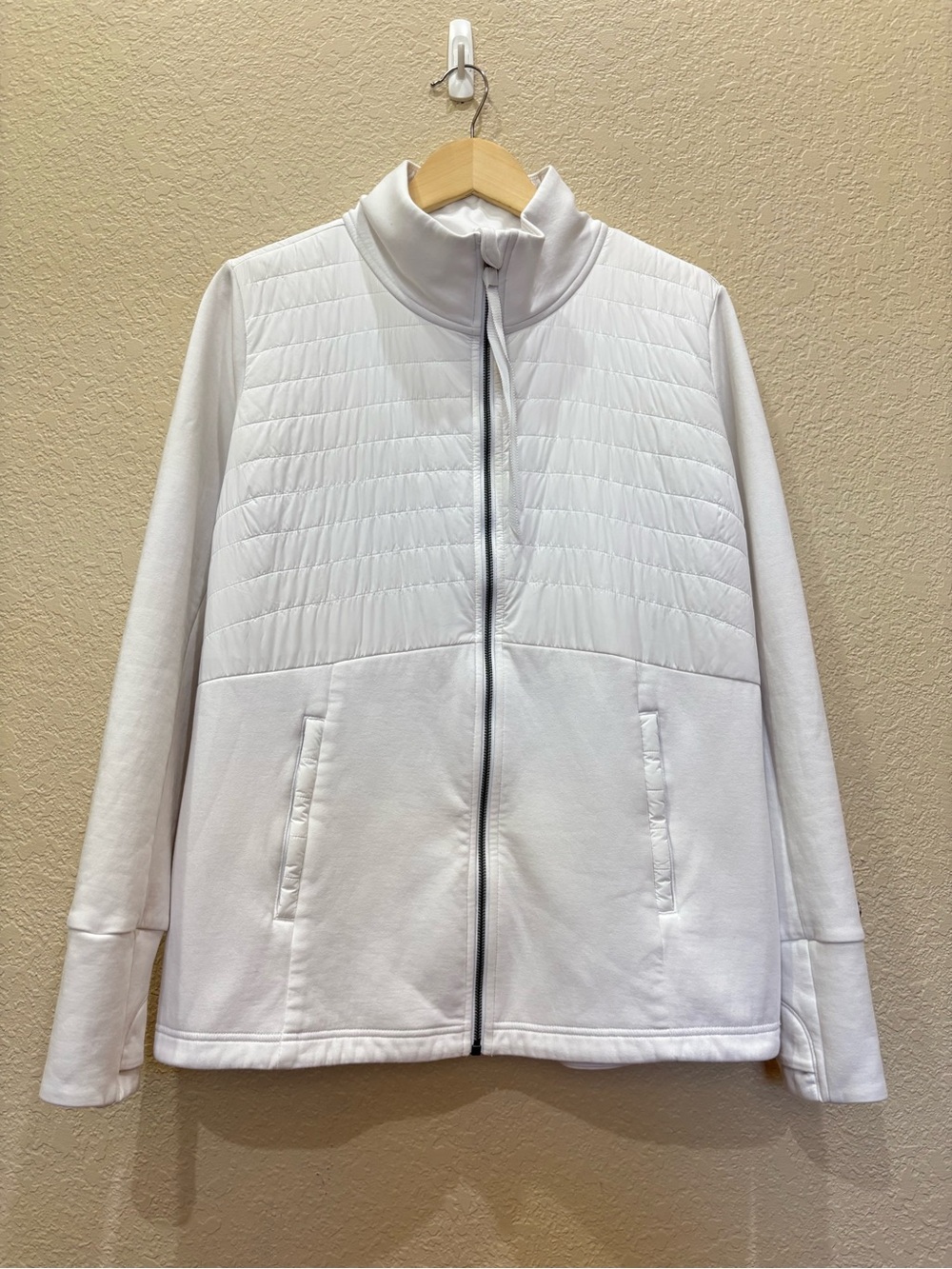 CALIA Mixed Media Jacket in Pure White XL Activewear